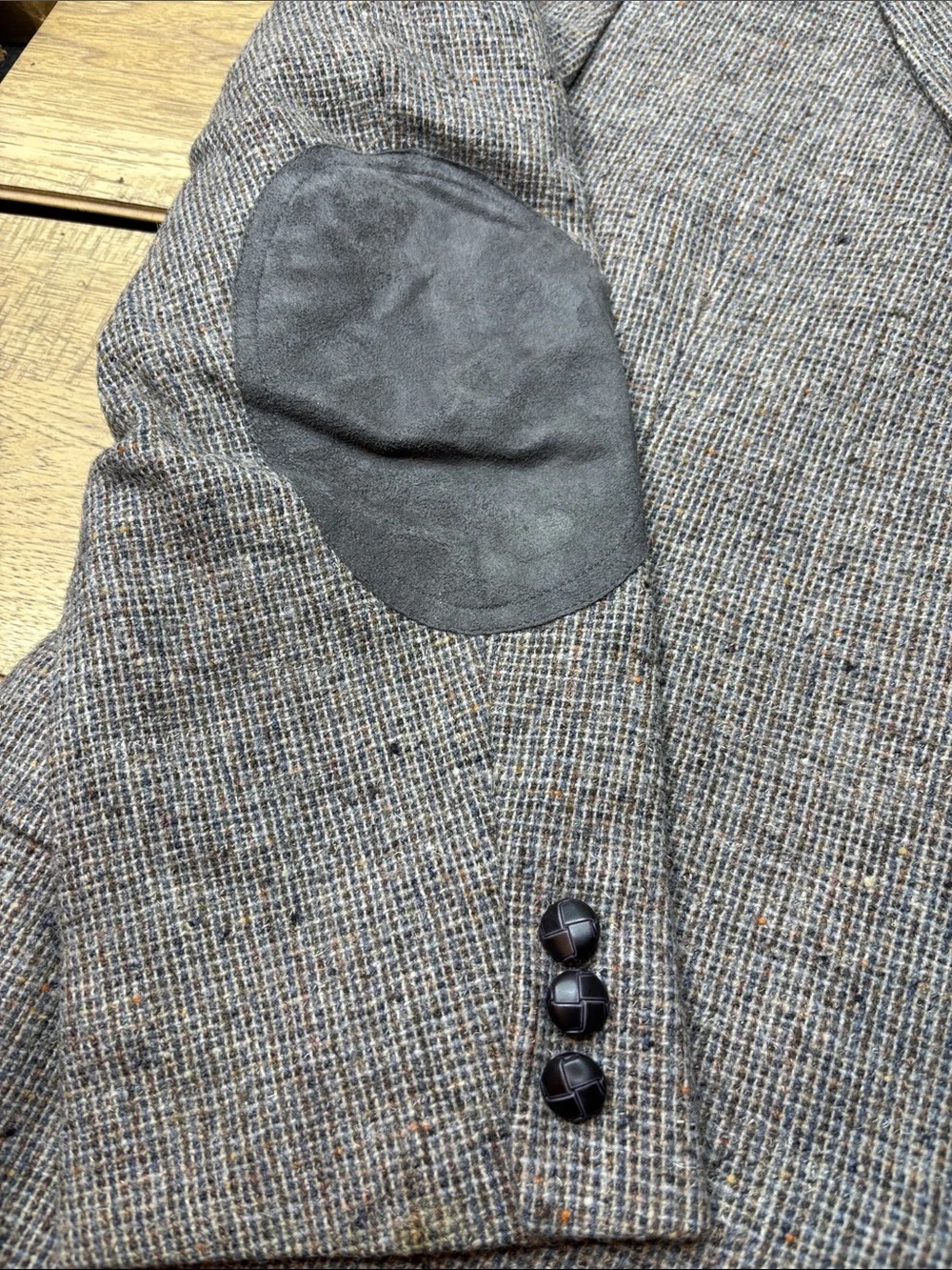 Men's Vintage Pendleton Brown Tweed Blazer with Suede Elbow Patches Size 46